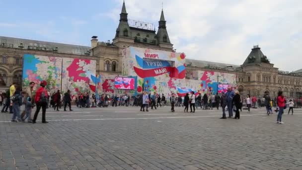 Moskau Russland April 2018 Touristen Spazieren Über Den Roten Platz — Stockvideo