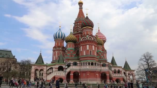 Moskva Ryssland April 2018 Saint Basil Cathedral Tempel Basilika Den — Stockvideo