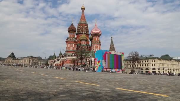 Moskva Ryssland April 2018 Saint Basil Cathedral Tempel Basilika Den — Stockvideo