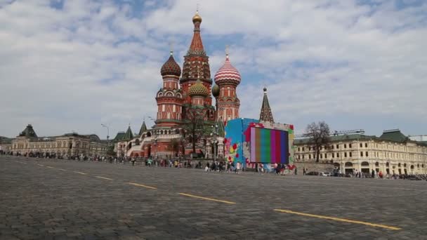 Moskva Ryssland April 2018 Saint Basil Cathedral Tempel Basilika Den — Stockvideo