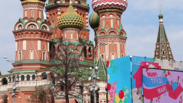 Moskou Rusland April 2018 Saint Basil Kathedraal Tempel Van Basilius — Stockvideo