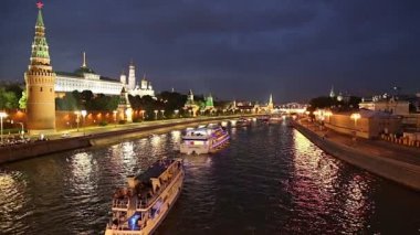 Moskova, Rusya 12 Haziran 2018: Görünümü Kremlin ve Moskova Nehri, Moskova, Rusya - Moskova'nın en popüler görünümü 
