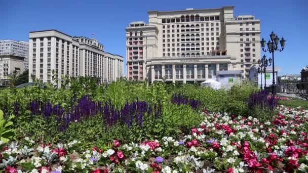 Június 2018 Ban Moszkvában Homlokzati Four Seasons Hotel Hotel Moskva — Stock videók