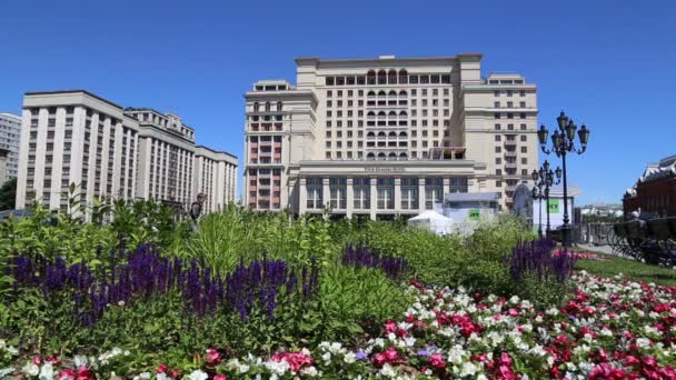 Moskva Juni 2018 Fasad Four Seasons Hotell Hotel Moskva Från — Stockvideo