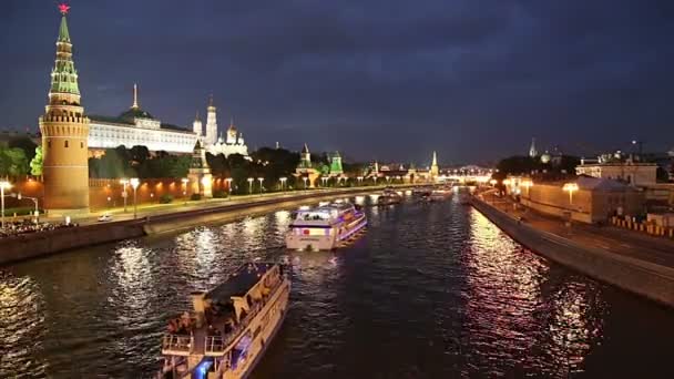 Moscow Rússia Junho 2018 Vista Kremlin Rio Moskva Moscou Rússia — Vídeo de Stock