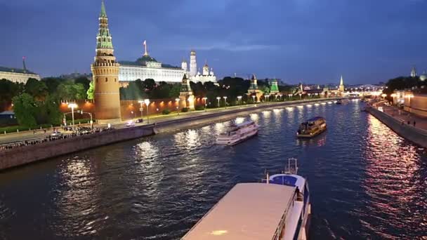 Moszkva Oroszország 2018 Június Nézd Kreml Moszkva Folyó Moszkva Oroszország — Stock videók