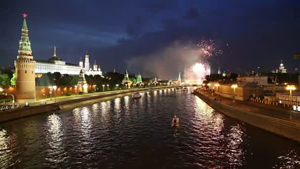 Fuegos Artificiales Sobre Moscú Cerca Del Kremlin Rusia — Vídeo de stock