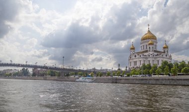 Moskova, Rusya 23 Mayıs 2018: Mesih İsa Katedrali (gün), Moskova, Rusya Federasyonu.