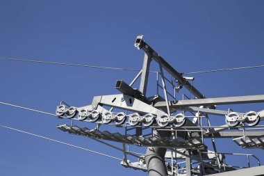 Moskova, Rusya 10 Ağustos 2018: Teleferik (teleferik) üzerinde Vorobyovy Gory--inşa ediliyor Moskova bölgesinde tarihi yerlesim 