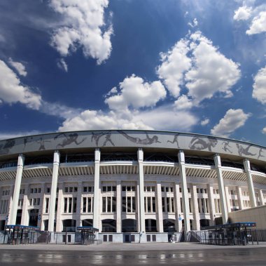 Moskova, Rusya 10 Ağustos 2018: Moskova büyük arena (Stadium) spor Luzhniki Olimpiyat karmaşık--Rusya 2018 FIFA Dünya Kupası Stadyumu
