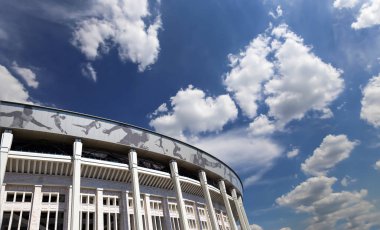Moskova, Rusya 10 Ağustos 2018: Moskova büyük arena (Stadium) spor Luzhniki Olimpiyat karmaşık--Rusya 2018 FIFA Dünya Kupası Stadyumu