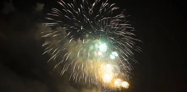 Celebratory Colorful Fireworks Exploding Skies — Stock Photo, Image