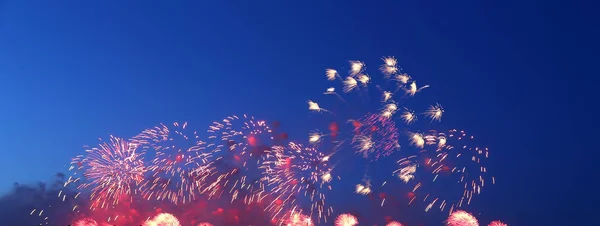 Celebratory Colorful Fireworks Exploding Skies — Stock Photo, Image