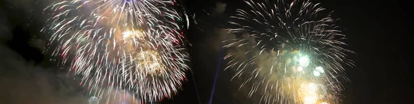 Celebratory Colorful Fireworks Exploding Skies — Stock Photo, Image