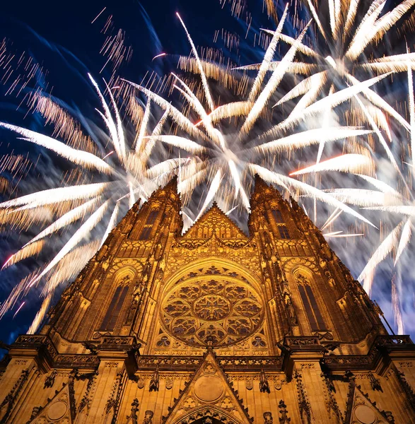 Catedral San Vito Catedral Católica Romana Fuegos Artificiales Vacaciones Castillo — Foto de Stock