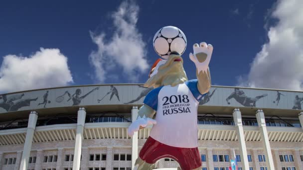 Moskva Ryssland Augusti 2018 Officiell Maskot För 2018 Fifa Fotbolls — Stockvideo