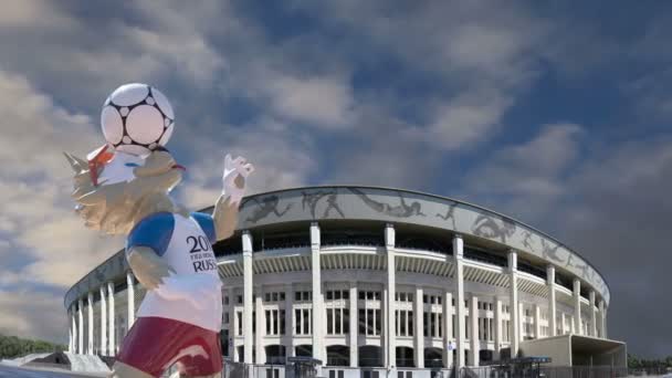 Moskva Ryssland Augusti 2018 Officiell Maskot För 2018 Fifa Fotbolls — Stockvideo