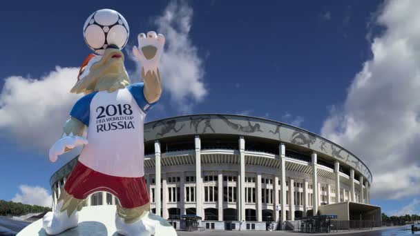 Moskva Ryssland Augusti 2018 Officiell Maskot För 2018 Fifa Fotbolls — Stockvideo