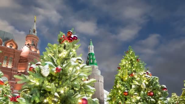 Navidad Vacaciones Año Nuevo Iluminación Cerca Del Kremlin Moscú Por — Vídeos de Stock