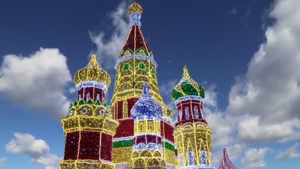 Juldekoration Nyårshelgen Området Järnvägsstationen Kiyevskaya Kiyevsky Natten Moskva Ryssland — Stockvideo