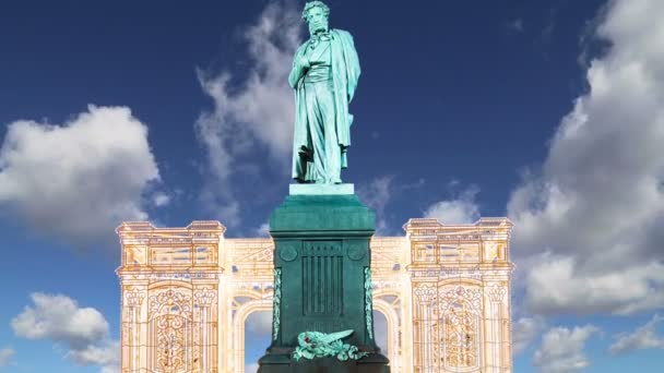 Monumento Pushkin Centro Moscú Rusia — Vídeos de Stock