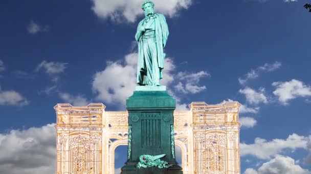 Monumento Pushkin Centro Cidade Moscou Rússia — Vídeo de Stock