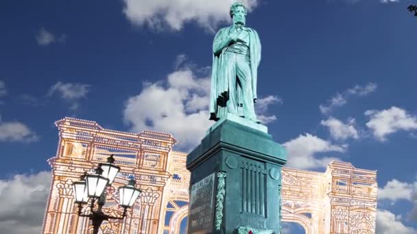 Denkmal Für Puschkin Moskauer Stadtzentrum Russland — Stockvideo