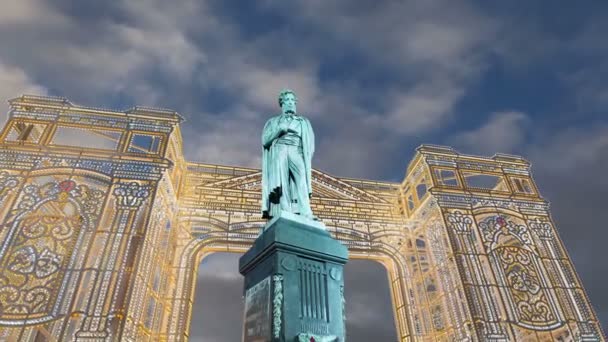 Monumento Pushkin Centro Cidade Moscou Rússia — Vídeo de Stock