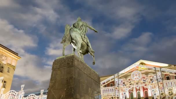 Natale Capodanno Illuminazione Vacanze Nel Centro Mosca Sulla Piazza Tverskaya — Video Stock