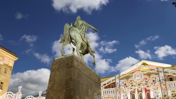 Новорічні Різдвяні Свята Котрий Розквітав Центрі Москви Тверській Квадратні Ніч — стокове відео