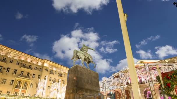 Boże Narodzenie Nowy Rok Wakacje Oświetlenia Centrum Moskwy Tverskaya Kwadrat — Wideo stockowe