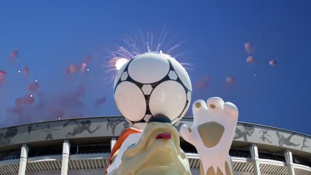 Moscow Russia August 2018 Fireworks Official Mascot 2018 Fifa World — Stok Video