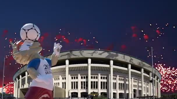 Moscow Russia August 2018 Fireworks Official Mascot 2018 Fifa World — Stock Video