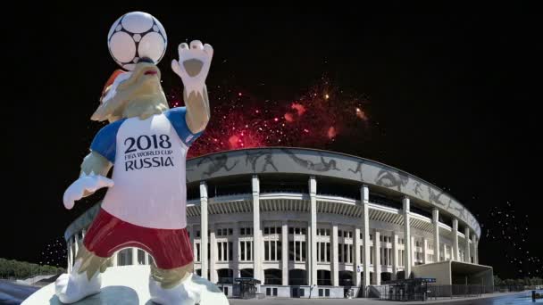 Mosca Russia Agosto 2018 Fuochi Artificio Sulla Mascotte Ufficiale Della — Video Stock