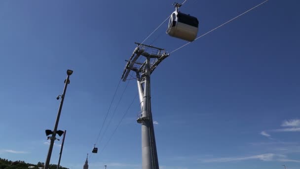 Cable Car Cableway Vorobyovy Gory Cable Car Which Being Built — Stock Video