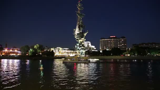 Moscú Rusia Agosto 2018 Terraplén Del Río Moskow Moskva Estatua — Vídeos de Stock
