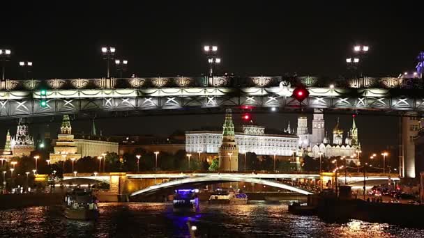 Moskou Rusland Augustus 2018 Uitzicht Het Kremlin Rivier Moskva Moskou — Stockvideo