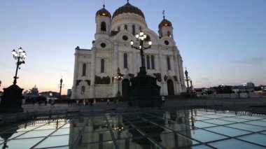 Moskova, Rusya 17 Ağustos 2018: Mesih İsa Katedrali (gece), Moskova, Rusya Federasyonu 