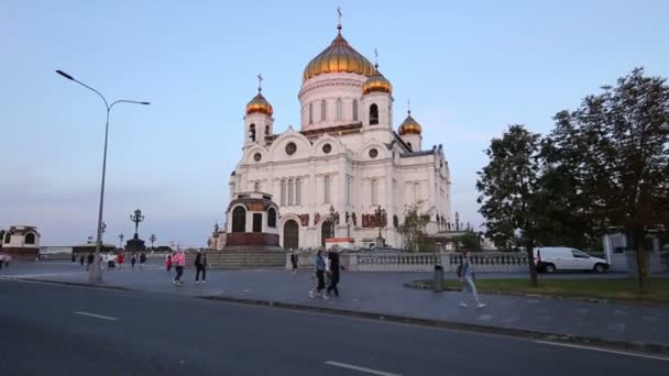 Москва Россия Августа 2018 Года Храм Христа Спасителя Ночью Москва — стоковое видео