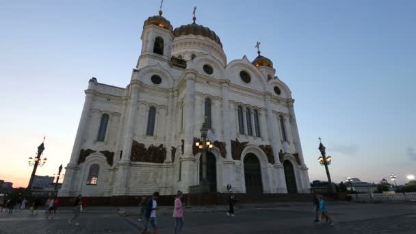 Moskou Rusland Augustus 2018 Christus Verlosser Kathedraal Nachts Moskou Rusland — Stockvideo