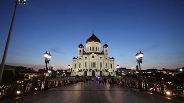 Moskova, Rusya 17 Ağustos 2018: Mesih İsa Katedrali (gece), Moskova, Rusya Federasyonu 