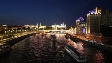 Moskova, Rusya 11 Ağustos 2018: Görünümü Kremlin ve Moskova Nehri, Moskova, Rusya - Moskova'nın en popüler görünümü 