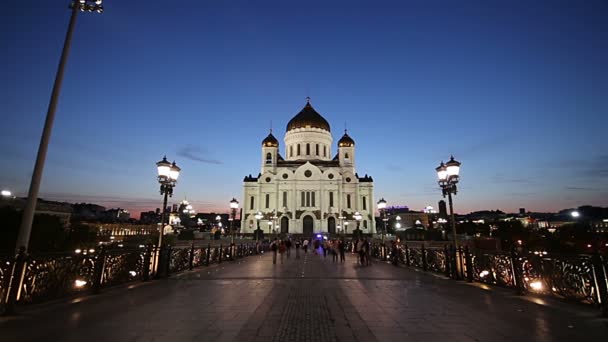 Moskau Russland August 2018 Christuskathedrale Nachts Moskau Russland — Stockvideo