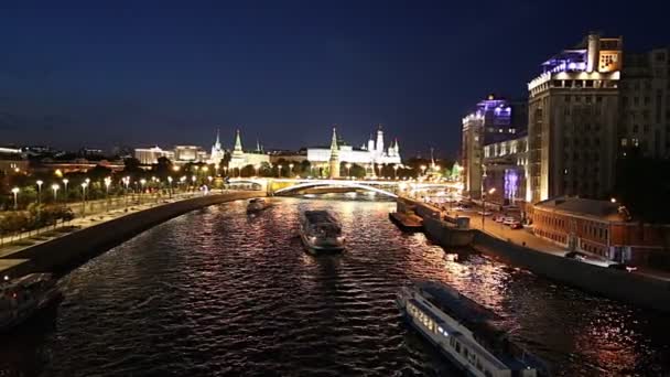 Moskova Rusya Ağustos 2018 Görünümü Kremlin Moskova Nehri Moskova Rusya — Stok video