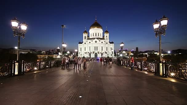 Moscow Rússia Agosto 2018 Catedral Cristo Salvador Noite Moscou Rússia — Vídeo de Stock