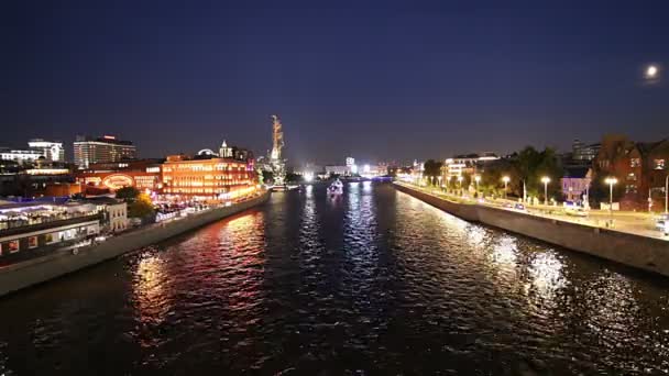 Moskova Rusya Ağustos 2018 Moskova Moskva Nehri Dolgu Peter Büyük — Stok video