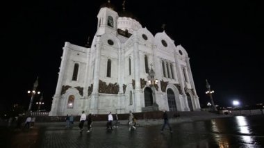 Moskova, Rusya 17 Ağustos 2018: Mesih İsa Katedrali (gece), Moskova, Rusya Federasyonu 