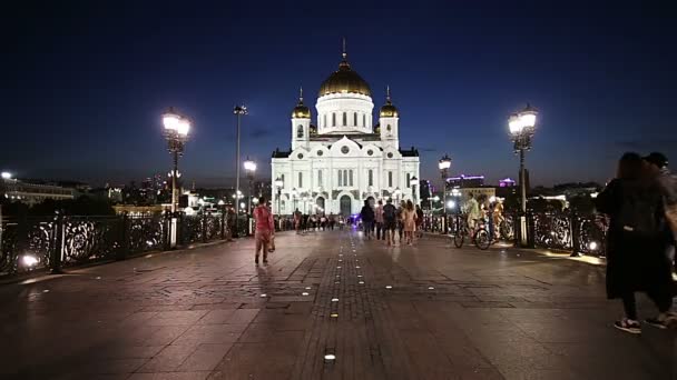 Moskova Rusya Ağustos 2018 Mesih Katedrali Gece Moskova Rusya Federasyonu — Stok video