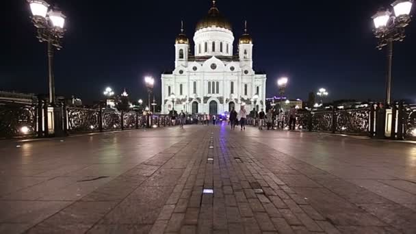 Moscow Russia August 2018 Christ Savior Cathedral Night Moscow Russia — Stock Video