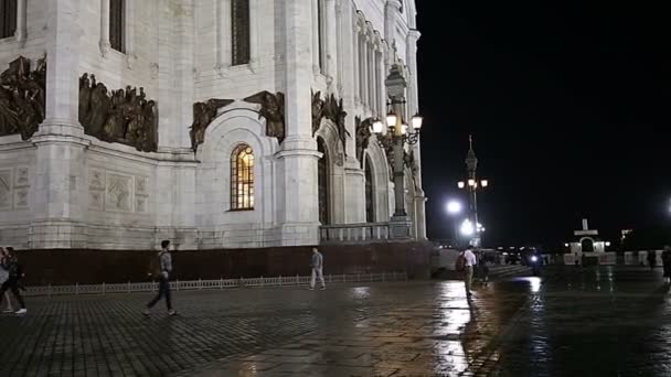 Moskou Rusland Augustus 2018 Christus Verlosser Kathedraal Nachts Moskou Rusland — Stockvideo